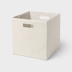 13" Fabric Bin Embroidered Shells Khaki - Brightroom™: 13 Inch Storage Cube, Decorative Storage