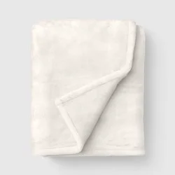 Faux Rabbit Fur Throw Blanket Ivory - Threshold™