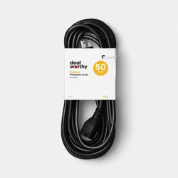 50' Outdoor Extension Cord Black - Dealworthy™