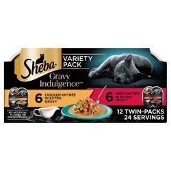 Sheba Indulgence Beef and Chicken Flavor Gravy Wet Cat Food - 31.7oz/12ct