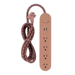 6' 4 Outlet Power Strip USB Brown - Heyday™