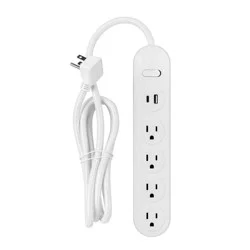 6' 4 Outlet Power Strip USB White - Heyday™