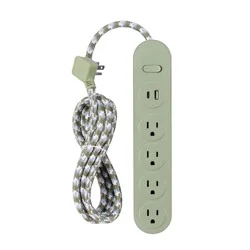 6' 4 Outlet Power Strip USB Green - Heyday™
