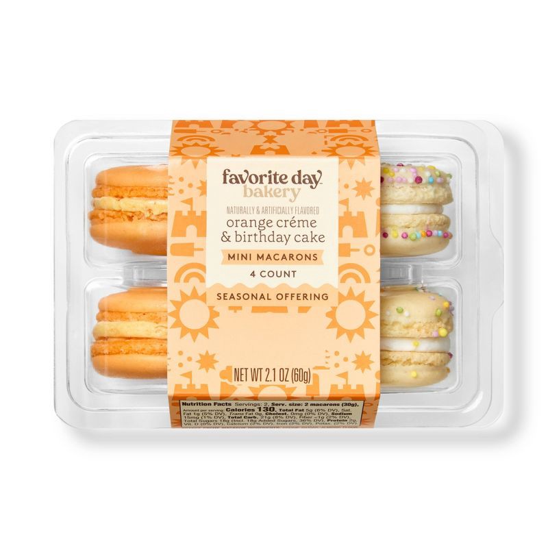 slide 1 of 5, Orange Creme & Birthday Cake Mini Macarons - 2.1oz/4ct - Favorite Day™, 2.1 oz, 4 ct