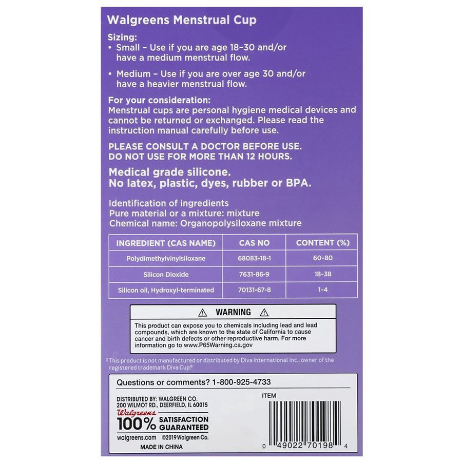 slide 2 of 2, Walgreens Menstrual Cup Small, 1 ct