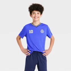 Boys' Short Sleeve Textured Golf Polo Shirt - All In Motion™ Royal Blue M