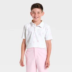 Boys' Textured Short Sleeve Golf Polo Shirt - All In Motion™ White XL
