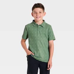 Boys' Textured Short Sleeve Golf Polo Shirt - All In Motion™ Forest Green XS