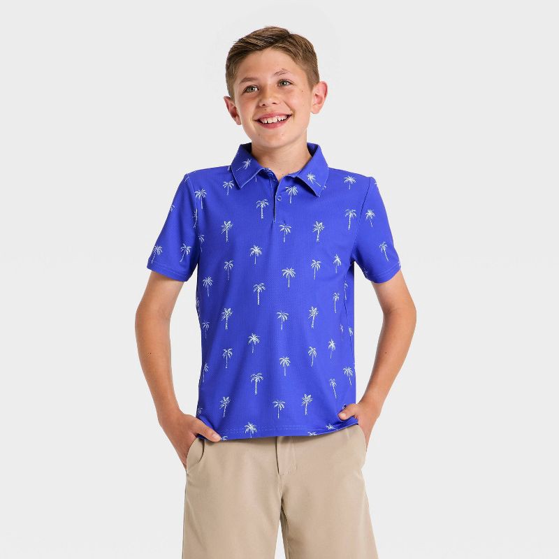 slide 1 of 3, Boys' Textured Golf Polo Shirt - All In Motion™ Royal Blue XS, 1 ct