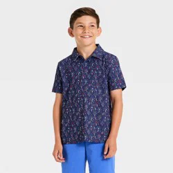 Boys' 4th of July Textured Golf Polo Shirt - All In Motion™ Navy Blue XL