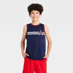 Boys' 4th of July Tank Top - All In Motion™ Navy Blue M