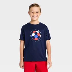Boys' 4th of July Short Sleeve T-Shirts - All In Motion™ Navy Blue M