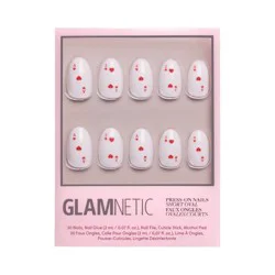 Glamnetics Ace of Hearts Fake Nails: Oval, 30 Pieces, Gloss Finish