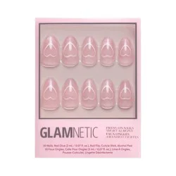 Glamnetics Soulmate Energy Fake Nails: Almond Shape, 30 Pieces, Velvet Finish
