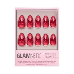 Glamnetics Sent With Love Fake Nails: Nails, Almond Shape, Velvet Finish, 30 Pieces