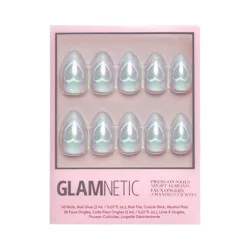 Glamnetics Electric Lover Fake Nails: Almond Shape, Iridescent Finish, 30 Pieces, ABS Material