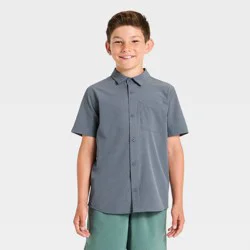 Boys' Textured Woven Shirt - All In Motion™ Dark Gray XS