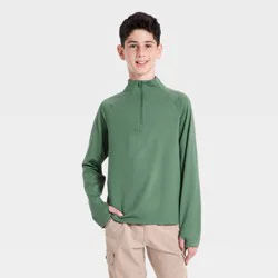 Boys' Soft Stretch 1/4 Zip Pullover - All In Motion™ Green M