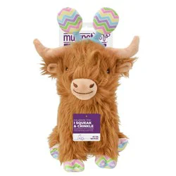 Multipet Highland Cow with Easter egg headband Interactive Plush Dog Toy