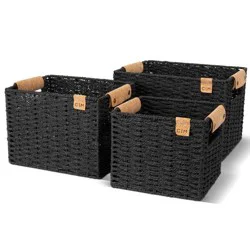 CleverMade 3pk Nested Paper Basket Charcoal