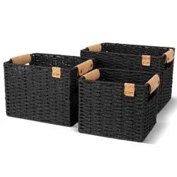 CleverMade 3pk Nested Paper Basket Charcoal