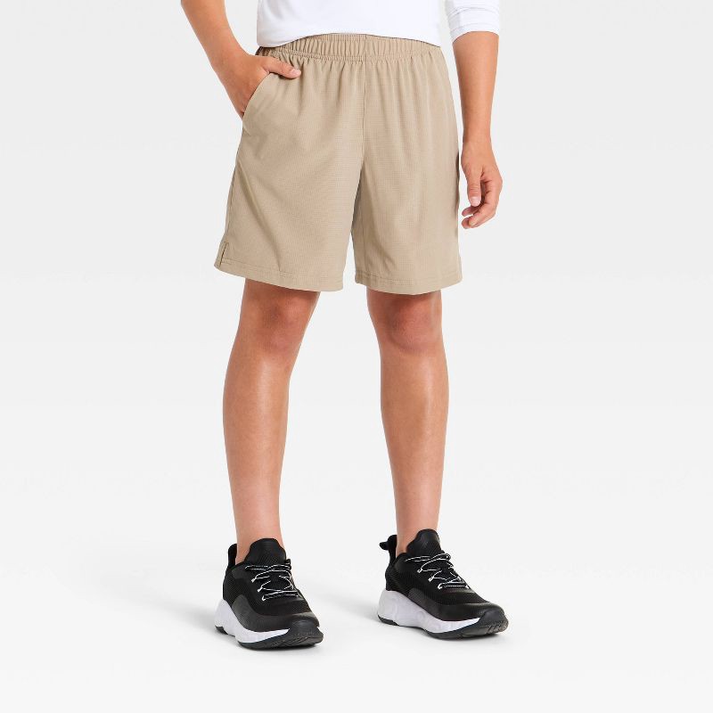 slide 1 of 3, Boys' Textured Woven Shorts - All In Motion™ Light Taupe L, 1 ct