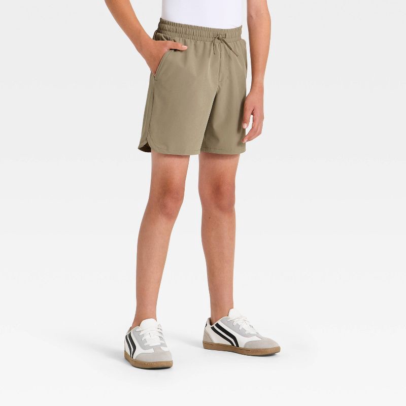 slide 1 of 3, Boys' Hybrid Shorts - All in Motion™ Light Taupe L, 1 ct