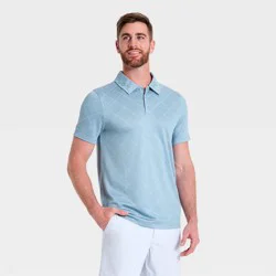 Men's Jacquard Polo Shirt - All in Motion™ Light Blue M