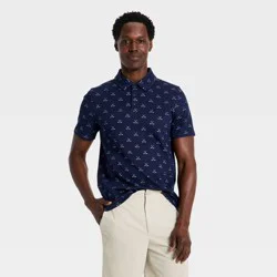 Men's Jacquard Polo Shirt - All in Motion™ Navy Blue M