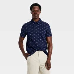 Men's Jacquard Polo Shirt - All in Motion™ Navy Blue M