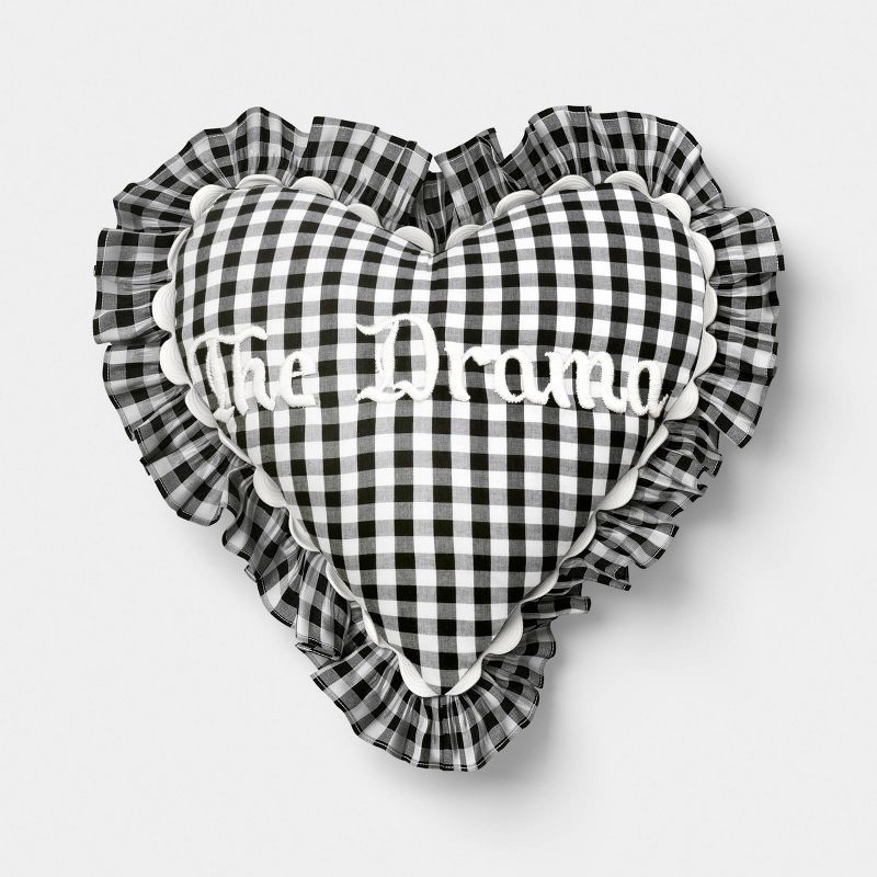 slide 1 of 6, 14" Heart Shaped The Drama Throw Pillow White/Black - Room Essentials™, 1 ct