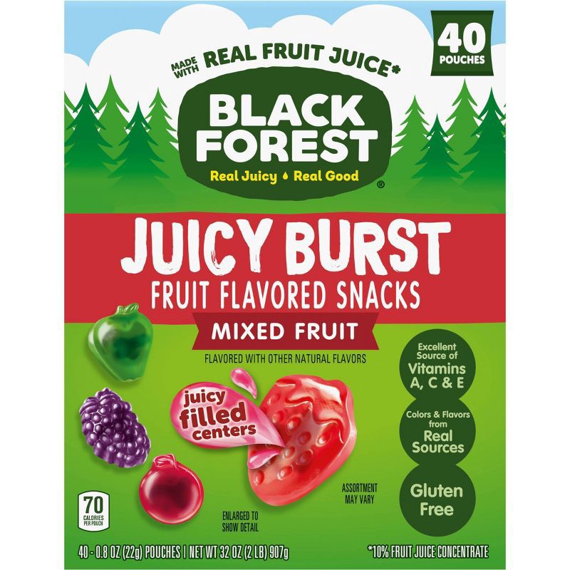 slide 1 of 9, Black Forest Juicy Burst Mixed Fruit Snacks - 32oz/40ct, 40 ct