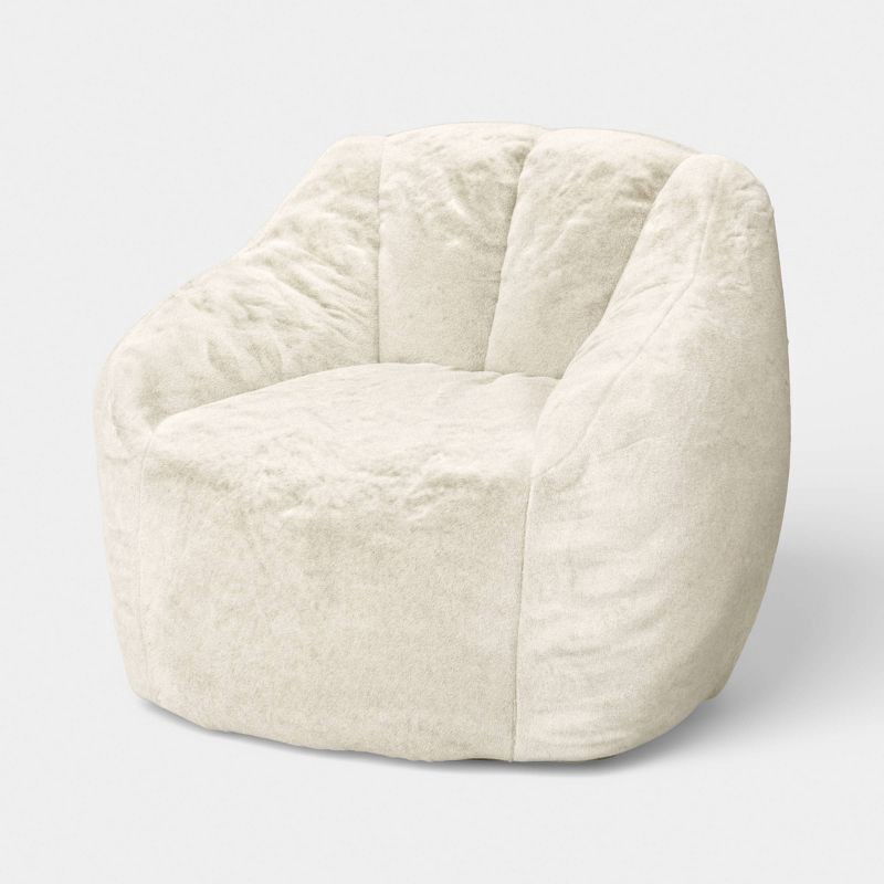 slide 1 of 6, Dorm Compressed Foam Bean Bag Chair Cream Shearling - Room Essentials™, 1 ct