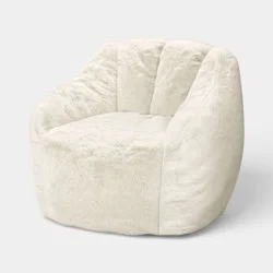 Dorm Compressed Foam Bean Bag Chair Cream Shearling - Room Essentials™