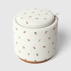 Round Upholstered Dorm Storage Ottoman Floral - Room Essentials™