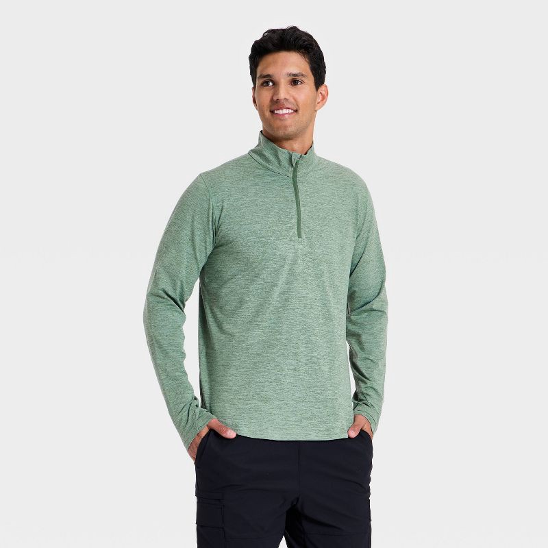 slide 1 of 3, Men's Lightweight ½ Zip Athletic Top - All In Motion™ Sage Green XL, 1 ct