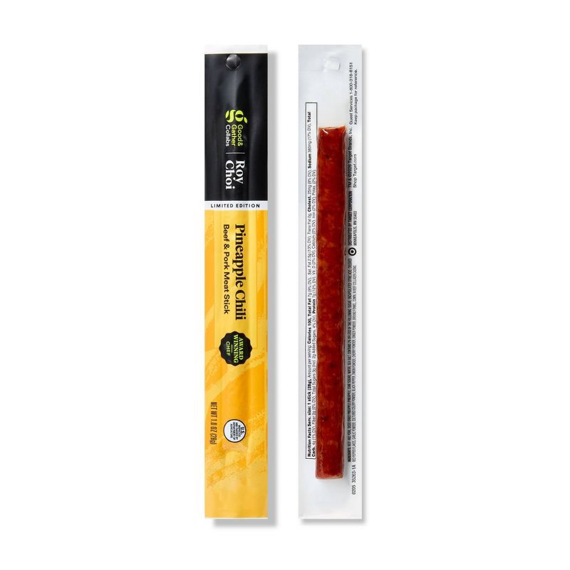 slide 1 of 4, Pineapple Chili Beef & Pork Meat Stick - 1oz - Good & Gather™ Collabs | Roy Choi, 1 oz