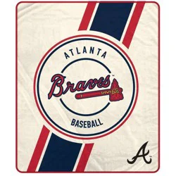 MLB Diagonal Stripe Emblem Ultra Soft Blanket Atlanta Braves