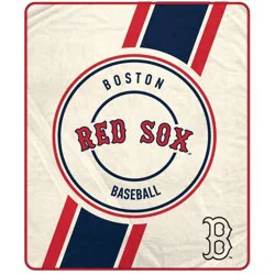 MLB Diagonal Stripe Emblem Ultra Soft Blanket Boston Red Sox
