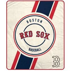 MLB Diagonal Stripe Emblem Ultra Soft Blanket Boston Red Sox
