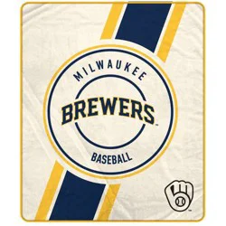 MLB Diagonal Stripe Emblem Ultra Soft Blanket Milwaukee Brewers
