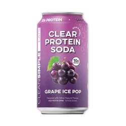 Clean Simple Eats Clear 10g Protein Soda Grape Ice Pop - 12 fl oz Can