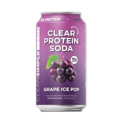 Clean Simple Eats Clear 10g Protein Soda Grape Ice Pop - 12 fl oz Can
