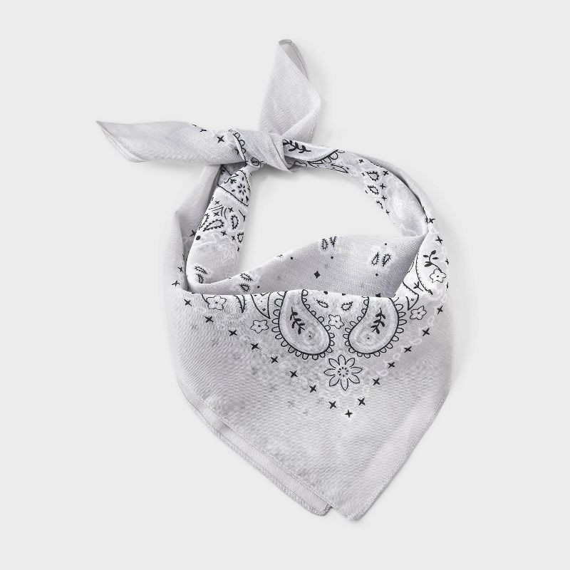 slide 2 of 4, Cotton Circular Pattern Paisley Bandana Scarf - Universal Thread™ Gray, 1 ct
