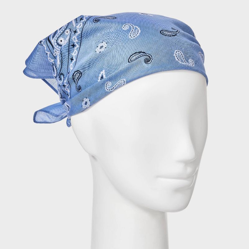 slide 3 of 4, Cotton Paisley Border Bandana Scarf - Universal Thread™ Blue, 1 ct