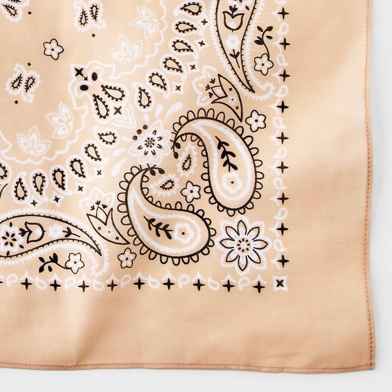 slide 4 of 4, Cotton Circular Pattern Paisley Bandana Scarf - Universal Thread™ Tan, 1 ct
