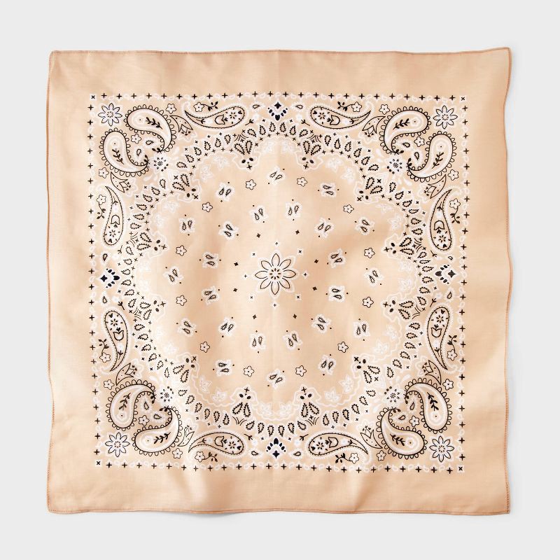 slide 1 of 4, Cotton Circular Pattern Paisley Bandana Scarf - Universal Thread™ Tan, 1 ct
