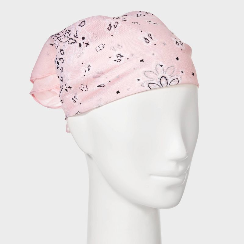 slide 3 of 4, Cotton Circular Pattern Paisley Bandana Scarf - Universal Thread™ Light Pink, 1 ct