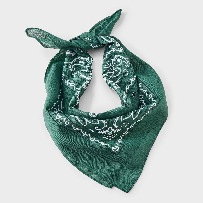 slide 2 of 4, Cotton Paisley Border Bandana Scarf - Universal Thread™ Green, 1 ct