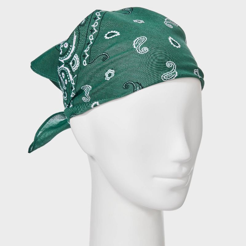 slide 3 of 4, Cotton Paisley Border Bandana Scarf - Universal Thread™ Green, 1 ct